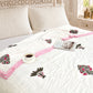 Homeloomers Premium Cotton Rajai with Floral Print & Pink Block Border