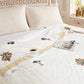 Homeloomers Premium Cotton Rajai with Floral Print & Yellow Striped Border | Elegant, Soft & Cozy Winter Quilt