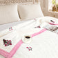Homeloomers Premium Cotton Rajai with Floral Print & Pink Striped Border | Elegant, Soft & Cozy Winter Quilt