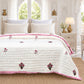 Homeloomers Premium Cotton Rajai with Floral Print & Pink Striped Border | Elegant, Soft & Cozy Winter Quilt