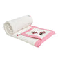 Homeloomers Premium Cotton Rajai with Floral Print & Pink Striped Border | Elegant, Soft & Cozy Winter Quilt