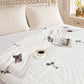 Homeloomers Premium Cotton Rajai with Floral Print &  Light Pink Striped Border | Elegant, Soft & Cozy Winter Quilt