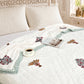Homeloomers Premium Cotton Rajai with Floral Print & Green Block Border