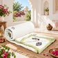 Homeloomers Premium Cotton Rajai with Floral Print & Green Striped Border | Elegant, Soft & Cozy Winter Quilt