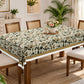 Homeloomers Floral Printed Cotton Table Cover with Elegant Olive Green Border | Nature-Inspired Botanical Design for Dining Table