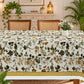 Homeloomers Floral Printed Cotton Table Cover with Elegant Olive Green Border | Nature-Inspired Botanical Design for Dining Table