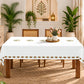 Homeloomers Floral Printed Cotton Table Cover with Traditional Red & Green Motifs | Elegant White Dining Tablecloth with Decorative Floral Border