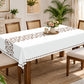 Homeloomers Floral Vine Table Cover | Ivory White with Brown Botanical Print | Rectangular Dining Table Cloth