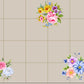 Homeloomers Floral Check Table Cover | Cream Beige with Rose Bouquet Print & Green Leaf Border | Rectangular Dining Table Cloth
