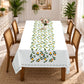 Homeloomers Citrus Print Table Cover | White with Lemon & Orange Leaf Design | Rectangular Dining Table Cloth