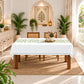 Homeloomers Citrus Print Table Cover | White with Lemon & Orange Leaf Design | Rectangular Dining Table Cloth