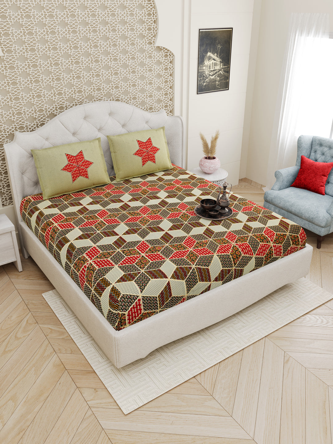 Orange_Bedsheet_With_Pillow_Covers