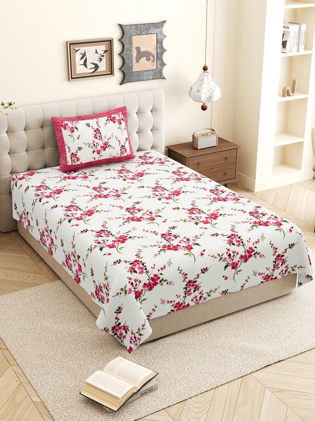 Pink_Bedsheet_With_Pillow_Cover