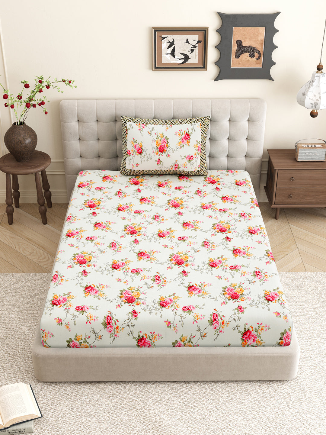 Passerine_Cotton_Bedsheets_Red_Bed_Set