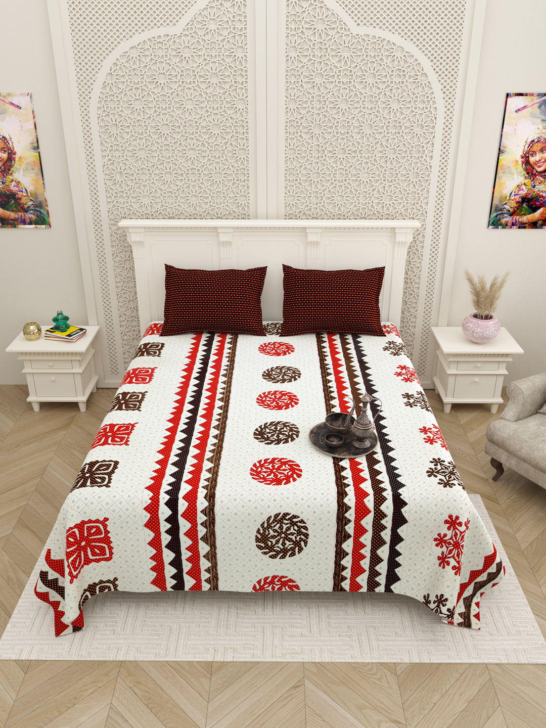 Cardinal_Gujri_Patch_Pure_Cotton_Bedsheet_Red_1