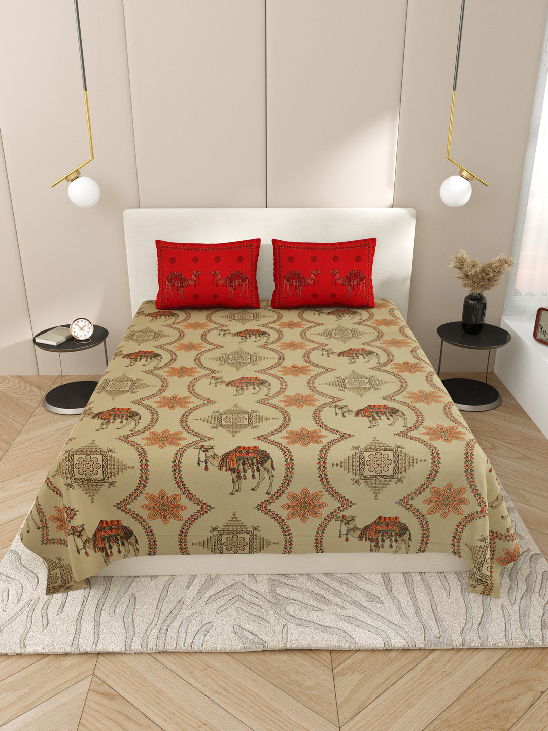 Kashida_Cotton_Bedsheets_Red