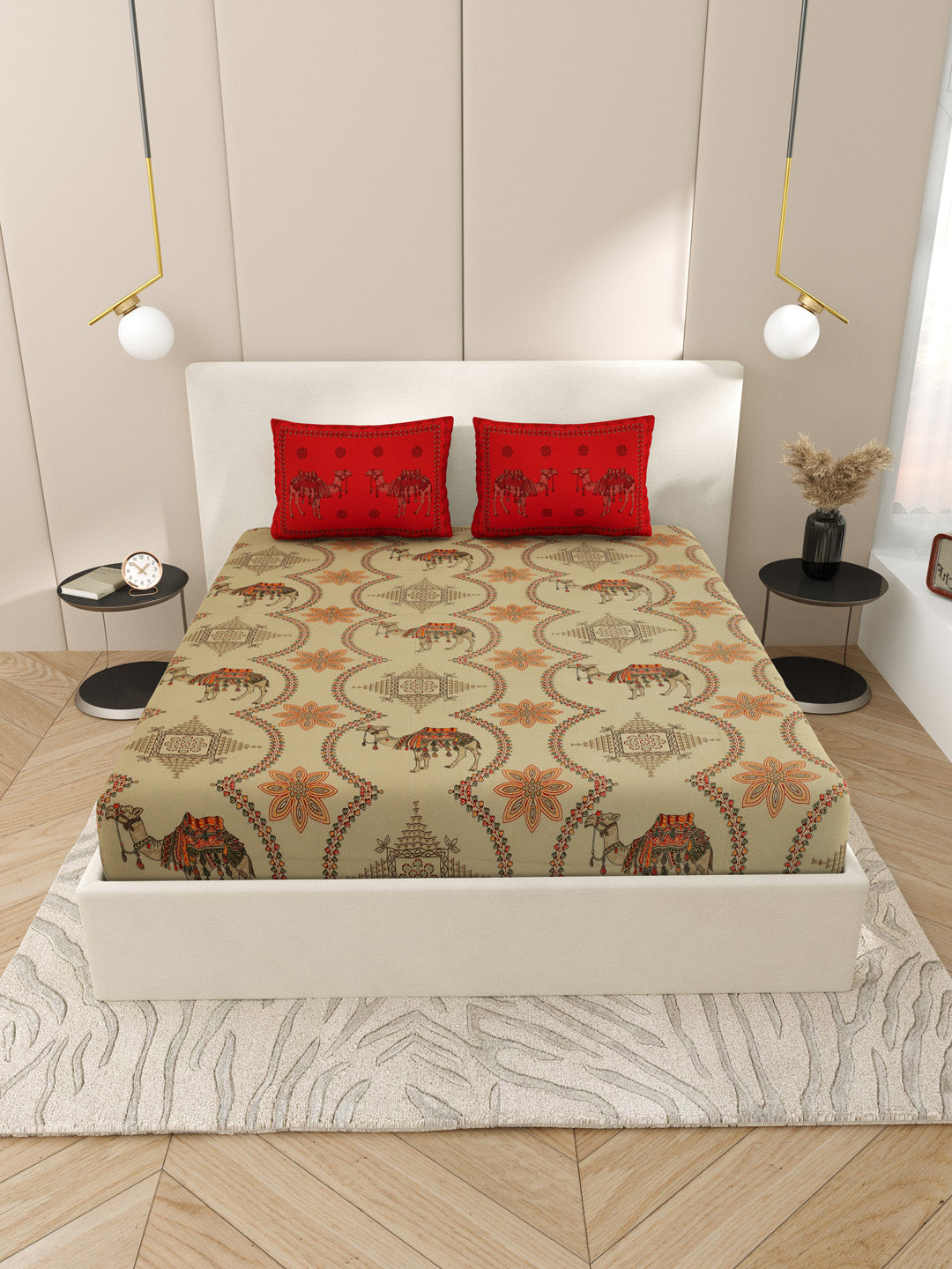 Pure_Kashida_Cotton_Bedsheet_Red