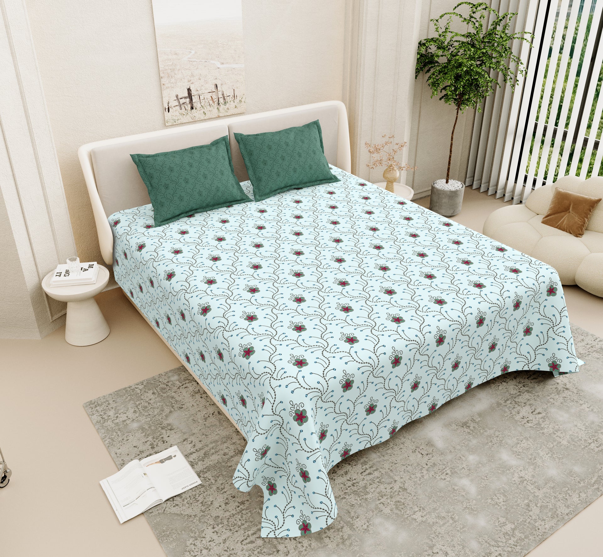 Saanjh Saheli Super King Size 100% Cotton Bedsheet