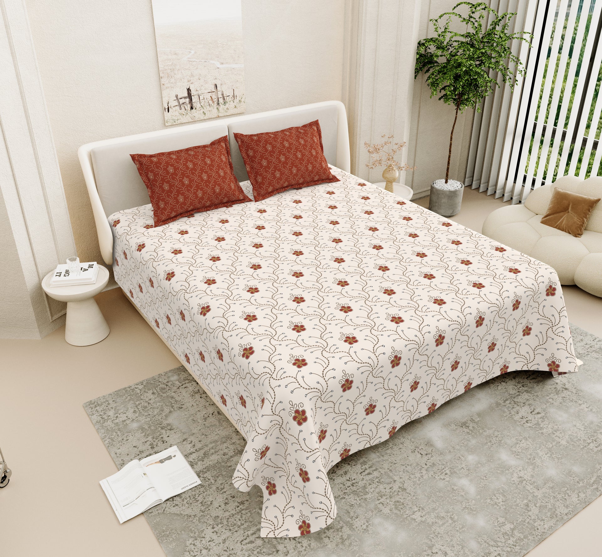 Saanjh Saheli Super King Size 100% Cotton Bedsheet