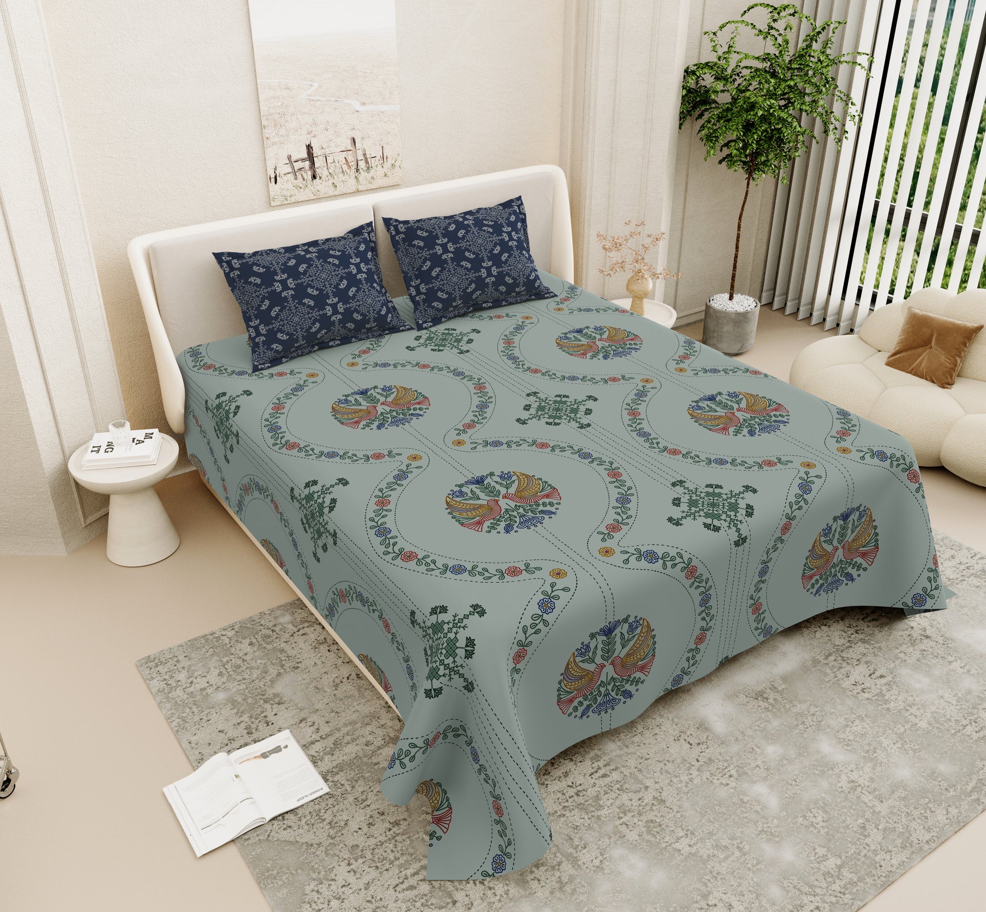 Saanjh Sugandh Super King Size 100% Cotton Bedsheet