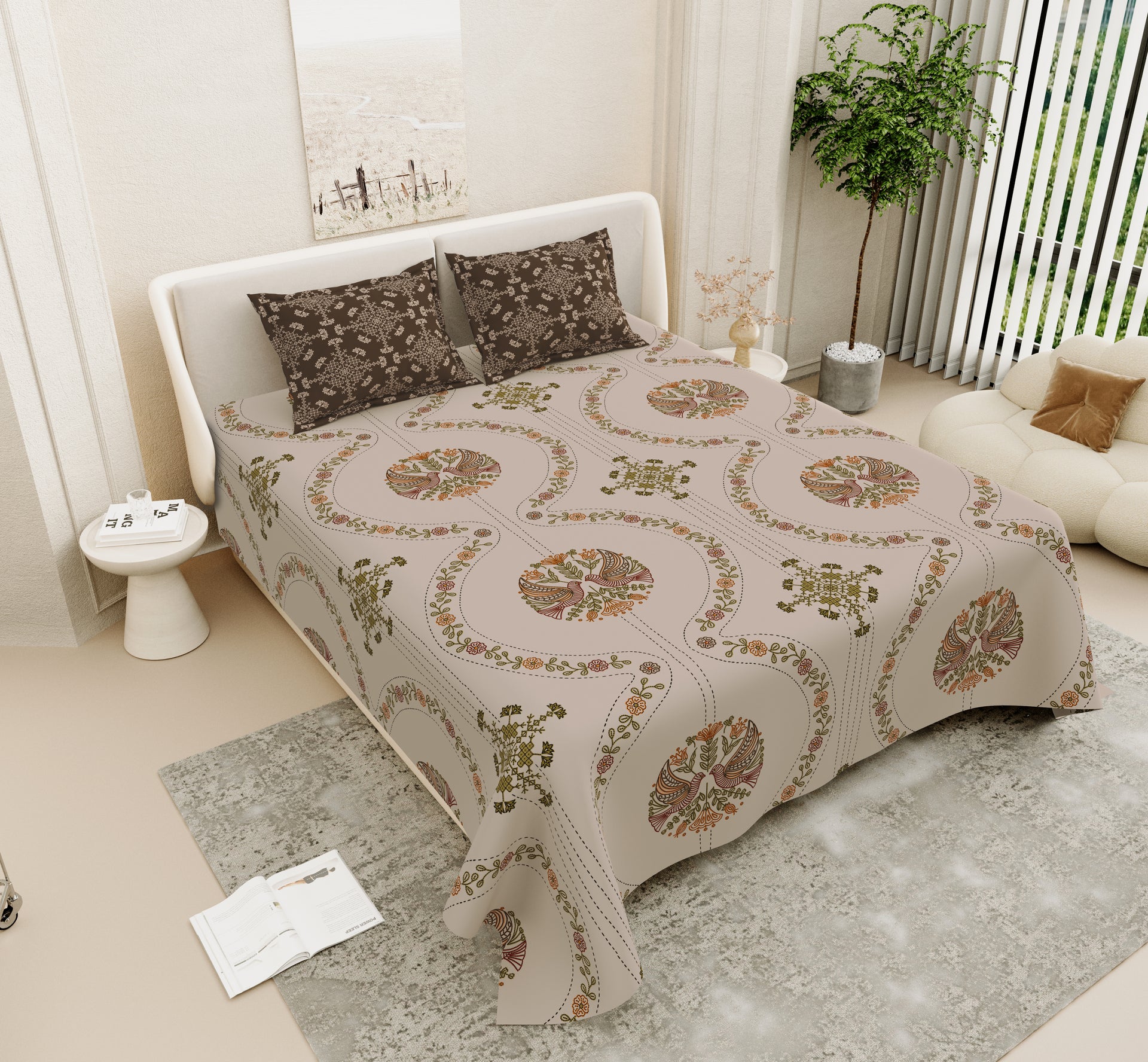 Saanjh Sugandh Super King Size 100% Cotton Bedsheet