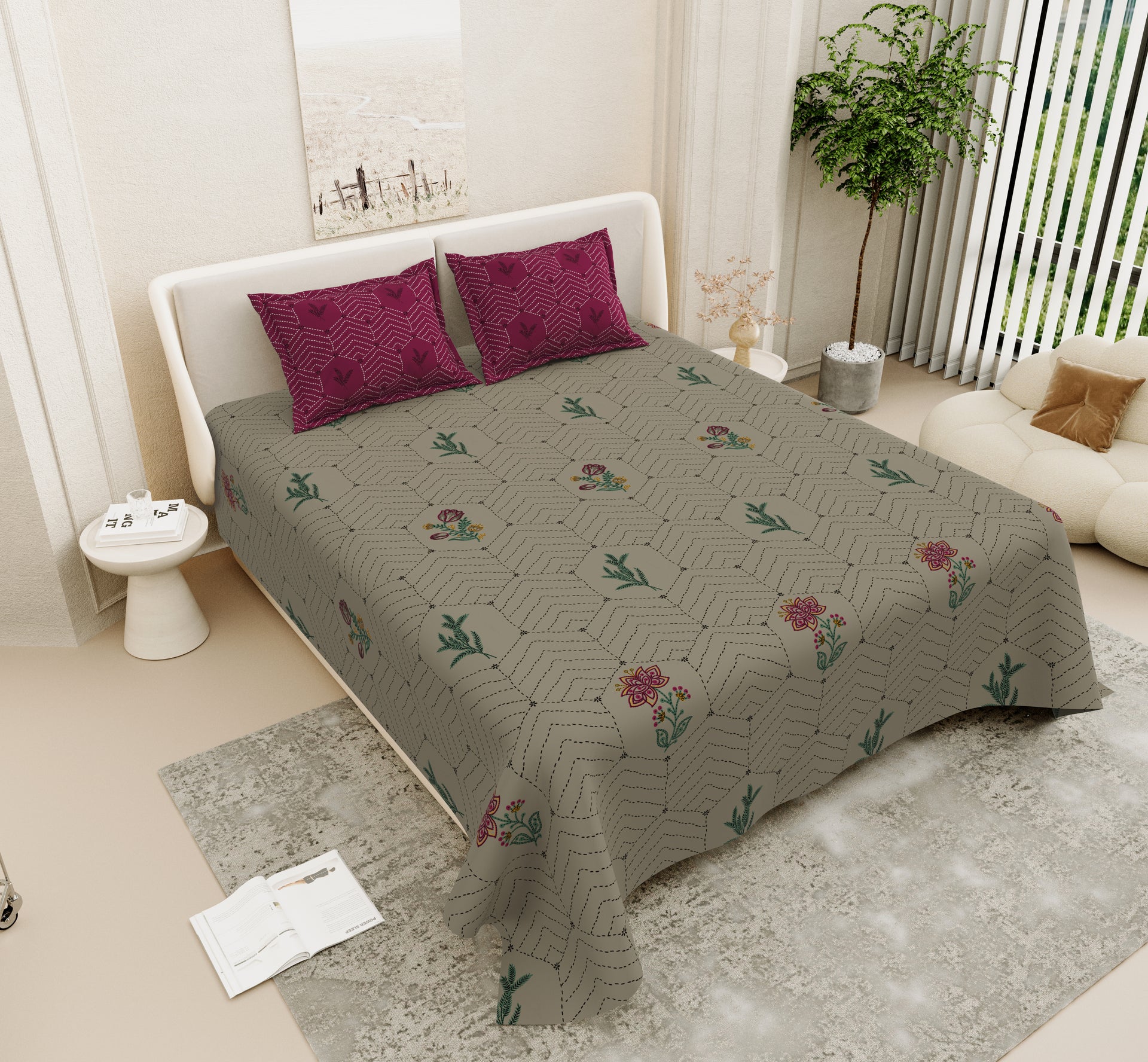 Saanjh Raahi Super King Size 100% Cotton Bedsheet