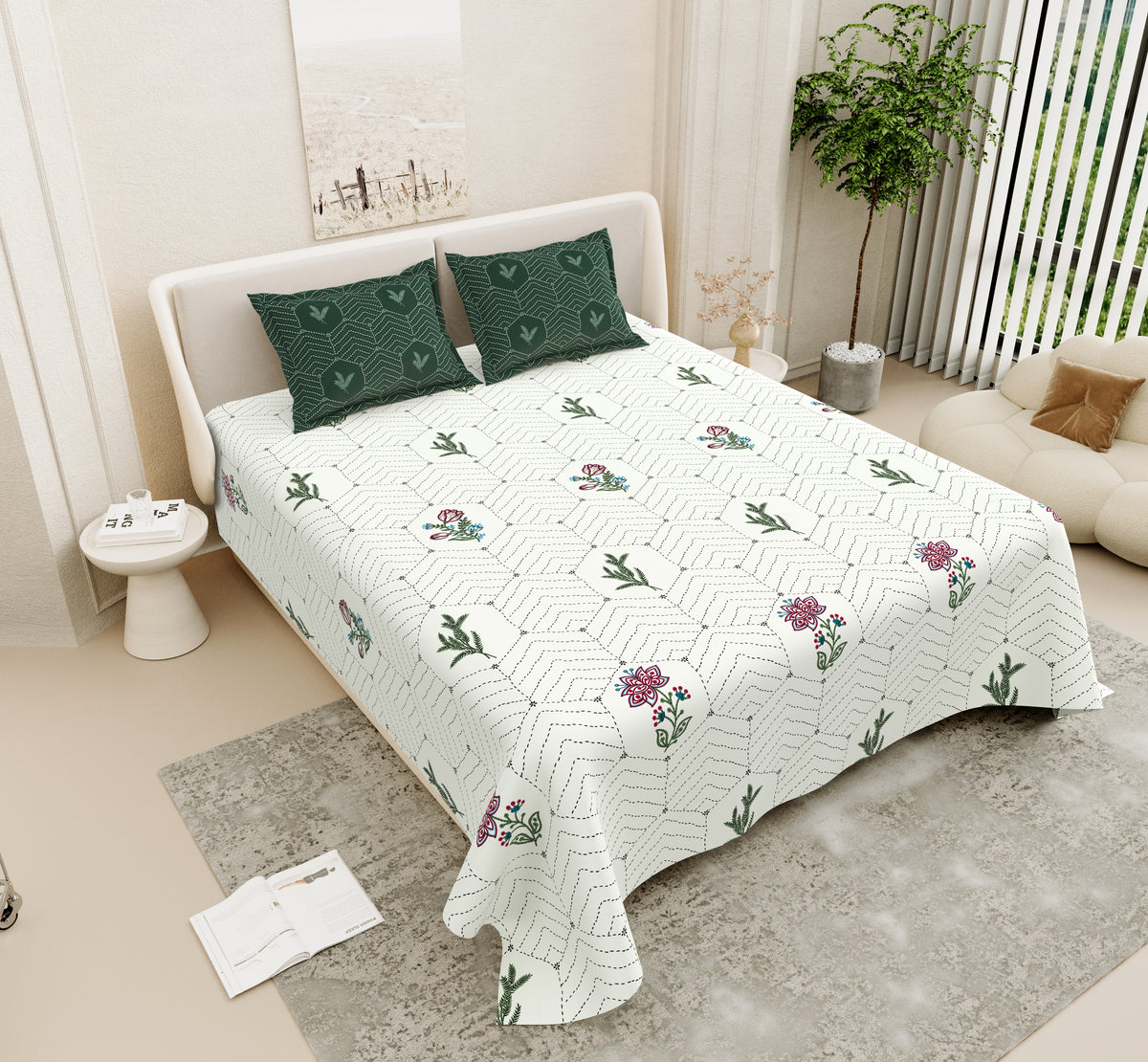 Saanjh_Raahi_Pure_Cotton_Bedsheet_White