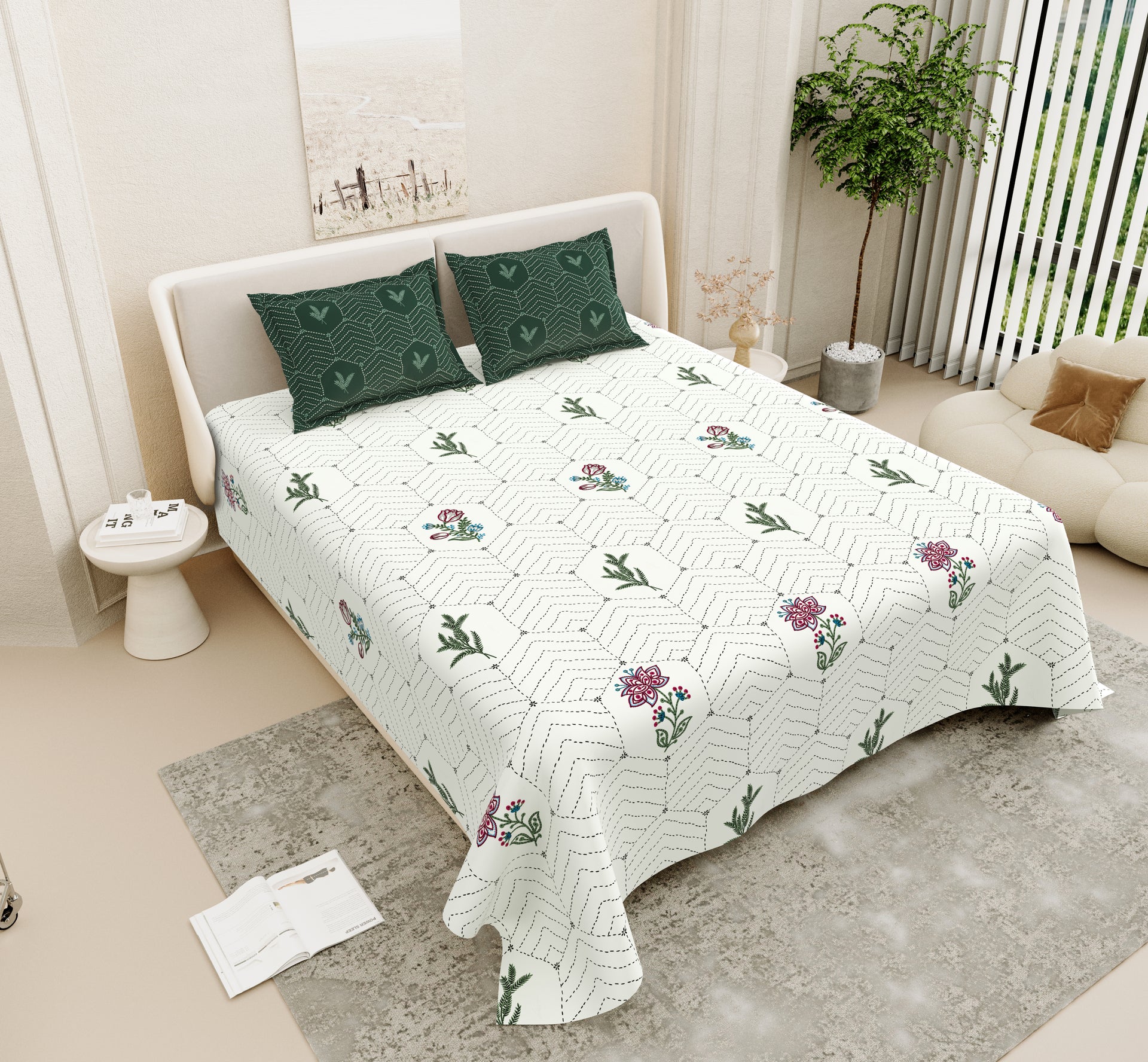 Saanjh Raahi Super King Size 100% Cotton Bedsheet