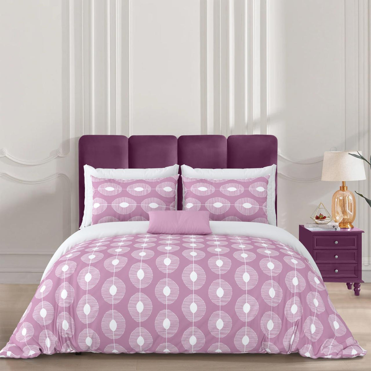 Aureva_Penumbra_Pure_Pink_Cotton_Bedsheet_Printed