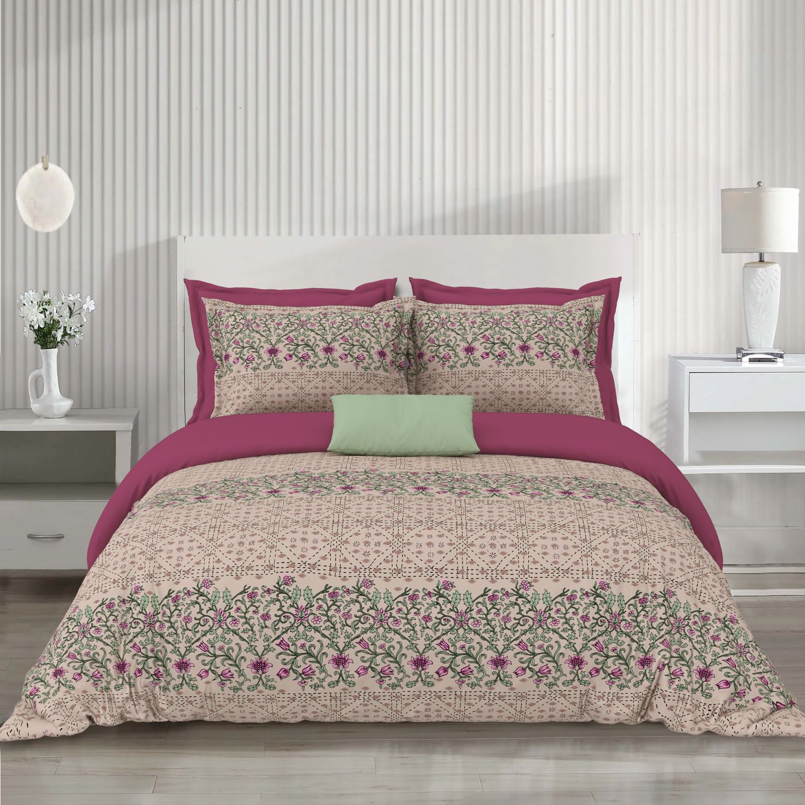 Noor Pearl Vine Super King Size 100% Cotton Bedsheet