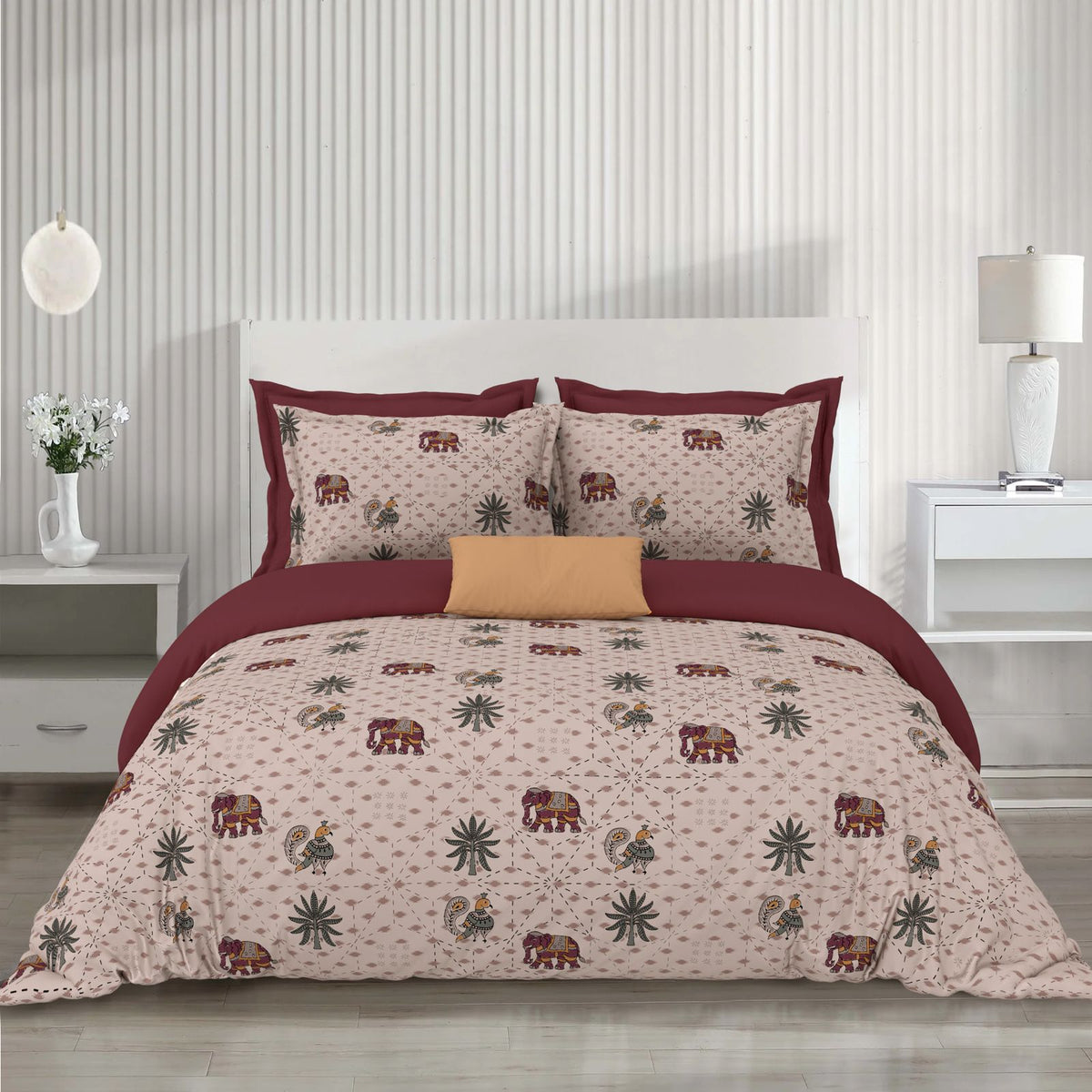 Noor_Moonlit_Pure_Cotton_Bedsheet_Maroon