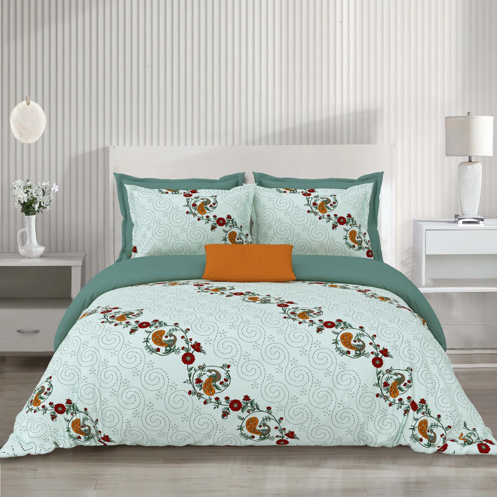 Noor Amber Mist Super King Size 100% Cotton Bedsheet