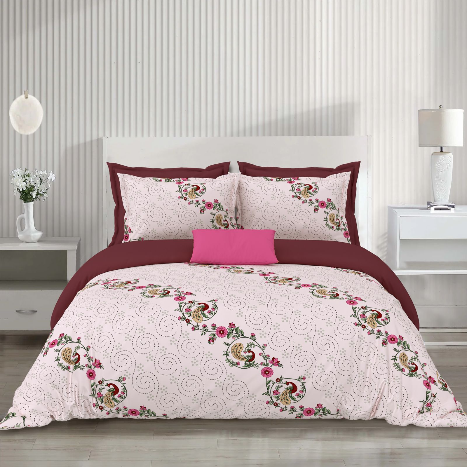 Noor Amber Mist Super King Size 100% Cotton Bedsheet