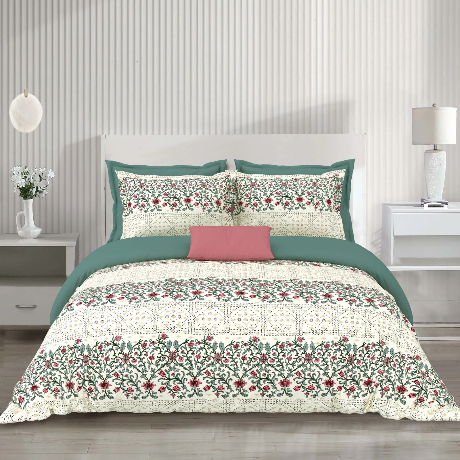 Noor Pearl Vine Super King Size 100% Cotton Bedsheet