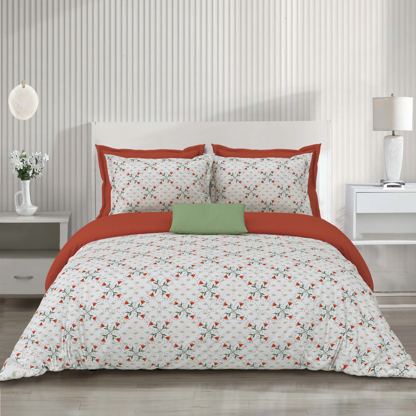 Noor Ivory Bloom Super King Size 100% Cotton Bedsheet
