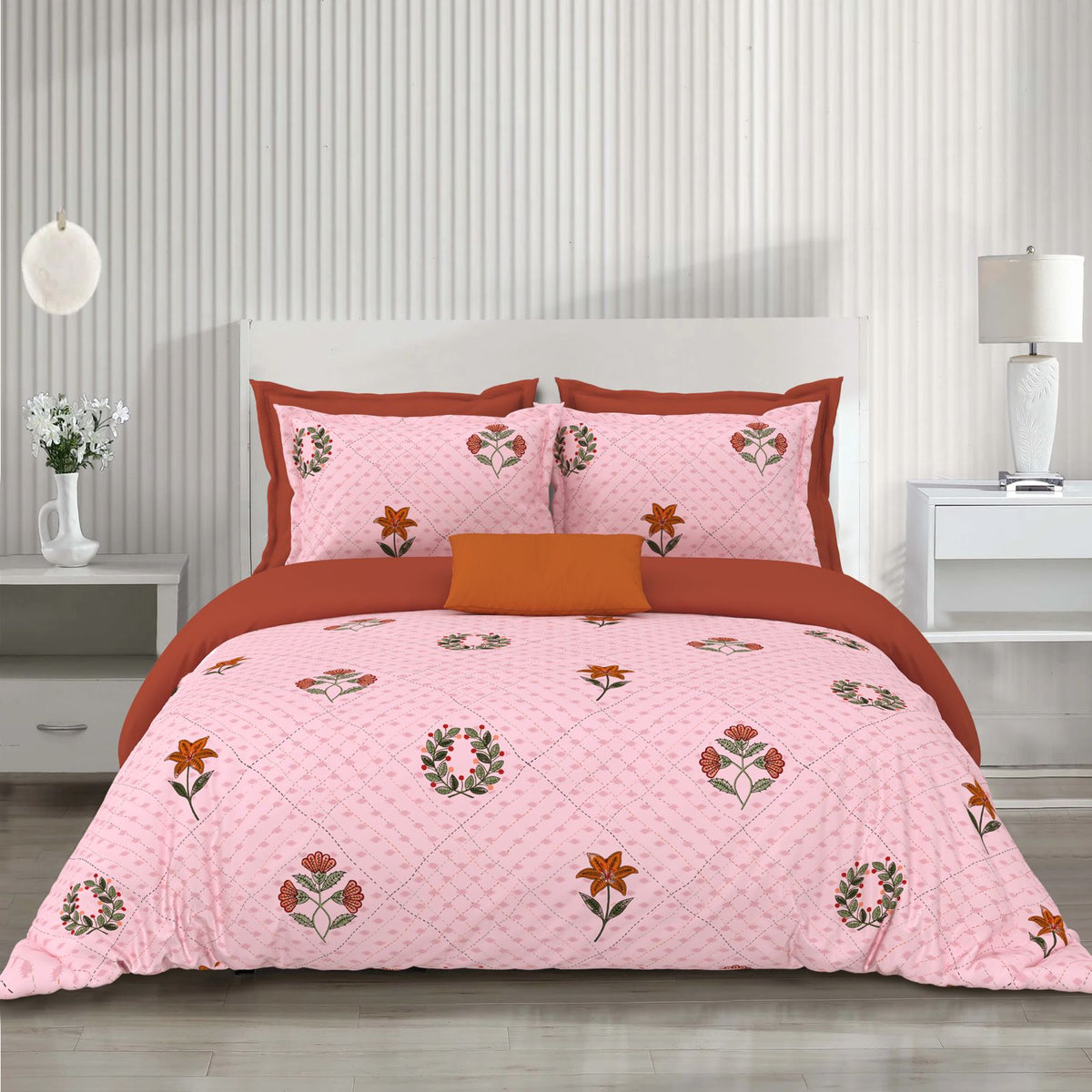 Noor_Moonlit_Pure_Cotton_Bedsheet_Pink