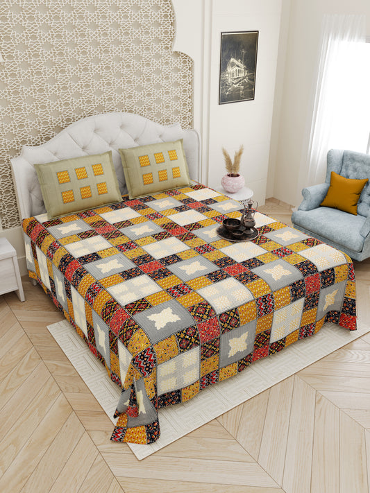 Yellow_Bagru_Gold_Block_Bedsheet